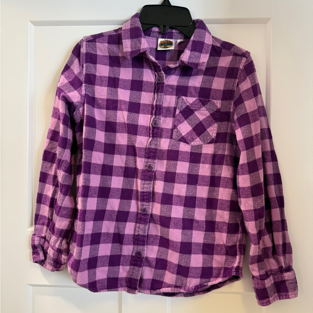 Purple Plaid Kids Button Down Cotton Shirt